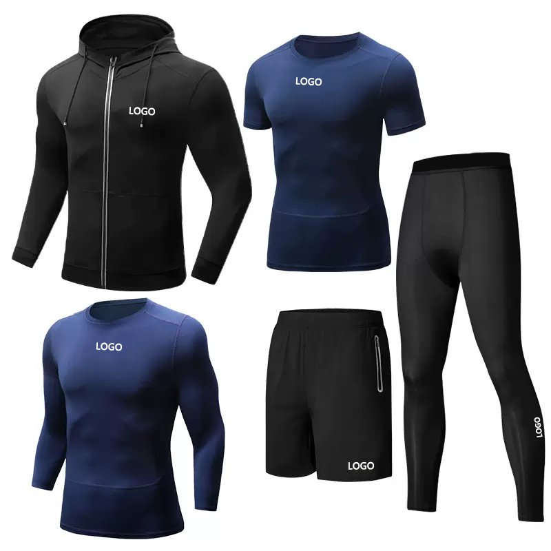 Men's Compression Pants Shirt Top Long Sleeve Jacket Athletic Sets Gym Clothing Mens Workout