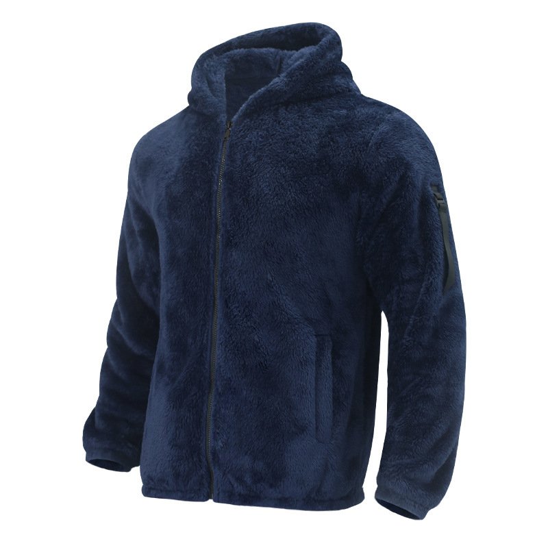 Factory Autumn/Winter Double-Sided Fleece Warm Coats Plain Custom Heat Transfer Logo Luxury Plus Size Zip Casual Men'S Jackets
