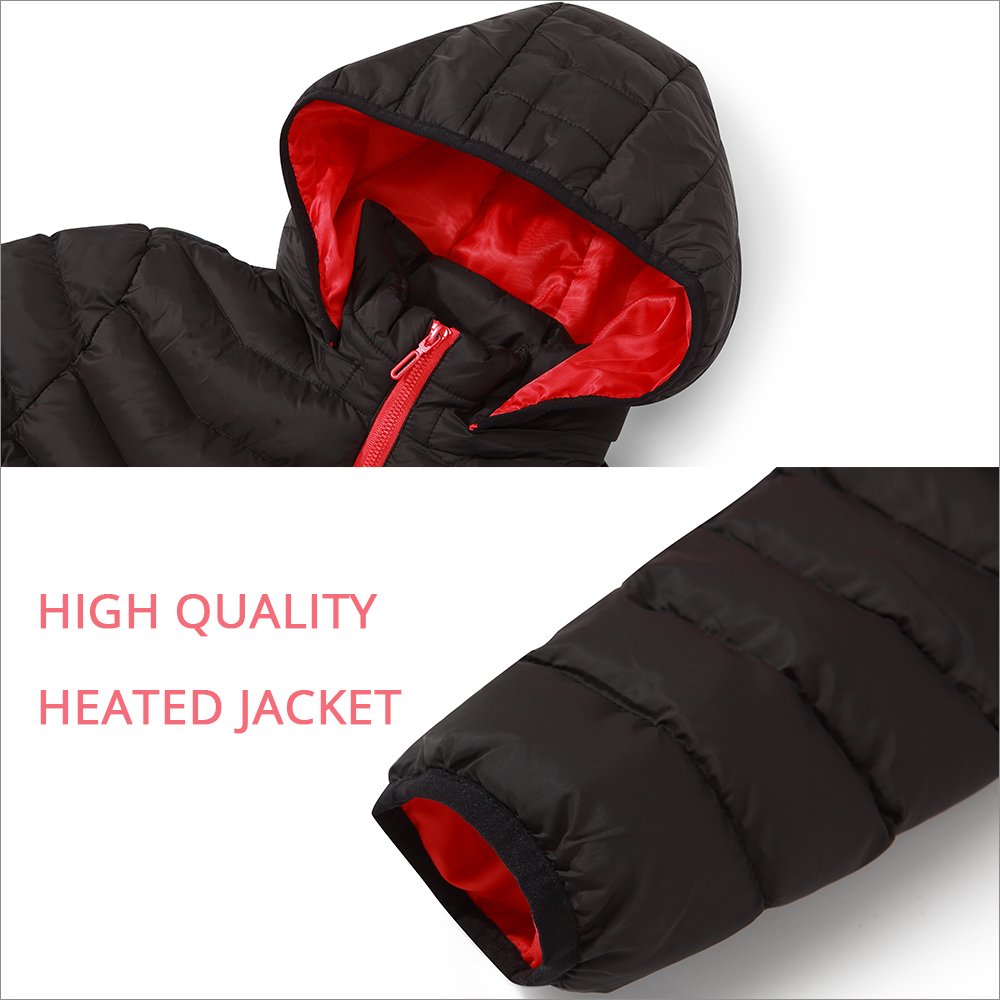 Fast Heat Outdoor USB Lead Leather Hoodie Winter Waterproof Heated Jacket Plus Size and OEM/ODM Service Usb Heated Jacket
