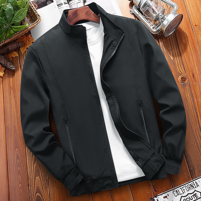 Wholesale Men's Plus Size Stand Collar Zipper Jacket Male Casual Solid Color Baseball Hip Hop Coat Outwear