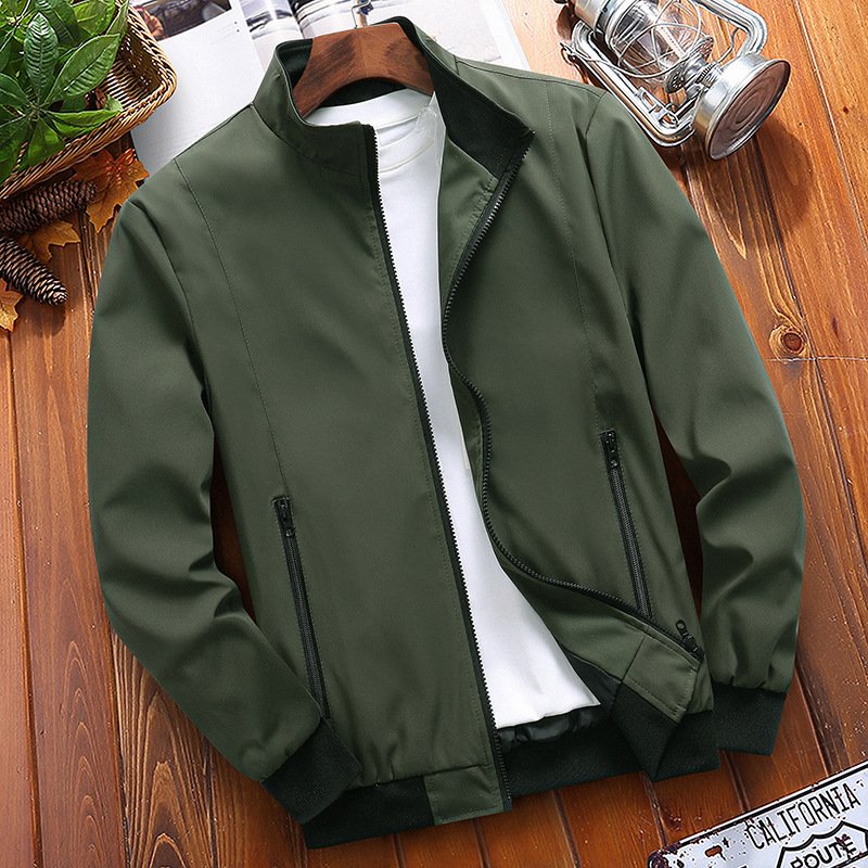 Wholesale Men's Plus Size Stand Collar Zipper Jacket Male Casual Solid Color Baseball Hip Hop Coat Outwear