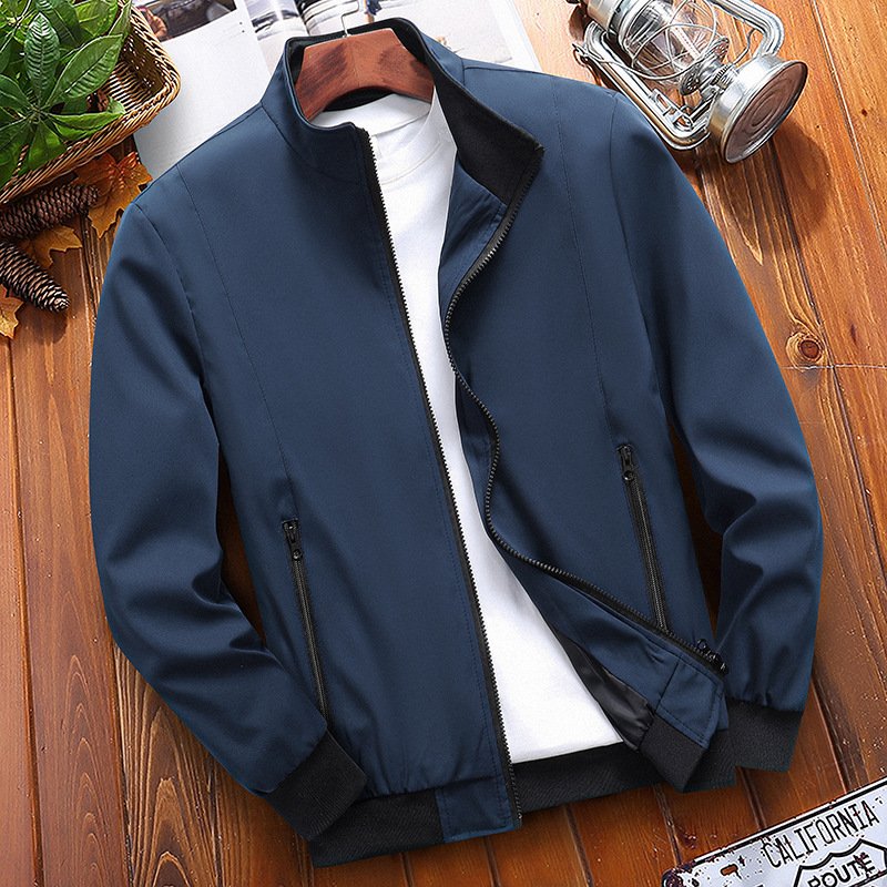 Wholesale Men's Plus Size Stand Collar Zipper Jacket Male Casual Solid Color Baseball Hip Hop Coat Outwear
