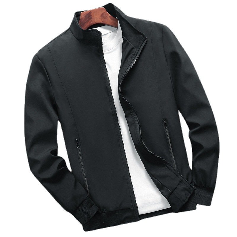 Wholesale Men's Plus Size Stand Collar Zipper Jacket Male Casual Solid Color Baseball Hip Hop Coat Outwear