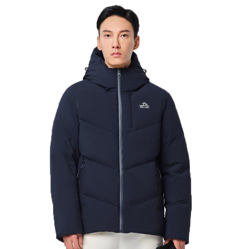 Goose Down Jacket Winter Windproof Gray Goose Down Thick Warm Jacket Grey for Men Casual Polyester Oxford Solid 7 Days Support