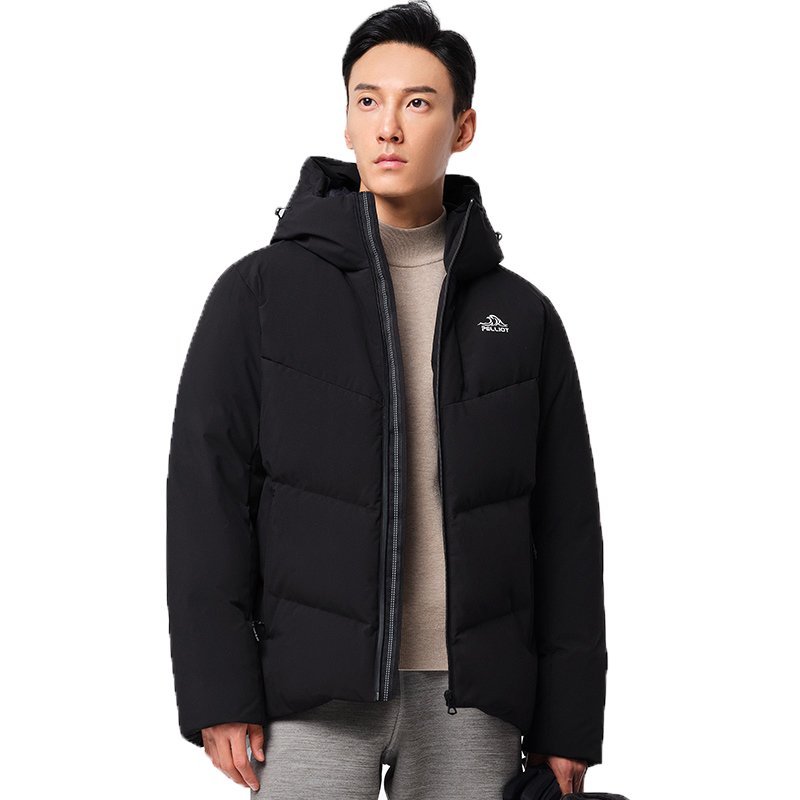 Goose Down Jacket Winter Windproof Gray Goose Down Thick Warm Jacket Grey for Men Casual Polyester Oxford Solid 7 Days Support