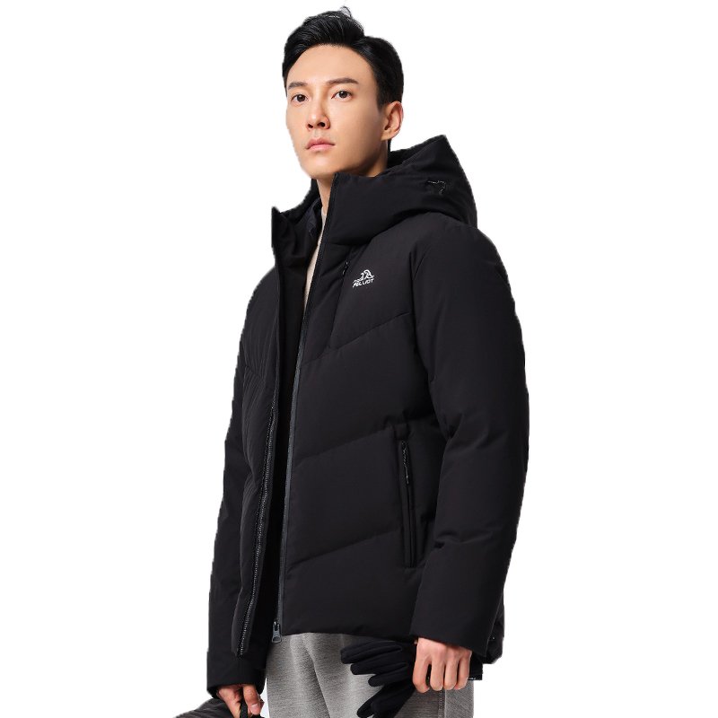 Goose Down Jacket Winter Windproof Gray Goose Down Thick Warm Jacket Grey for Men Casual Polyester Oxford Solid 7 Days Support