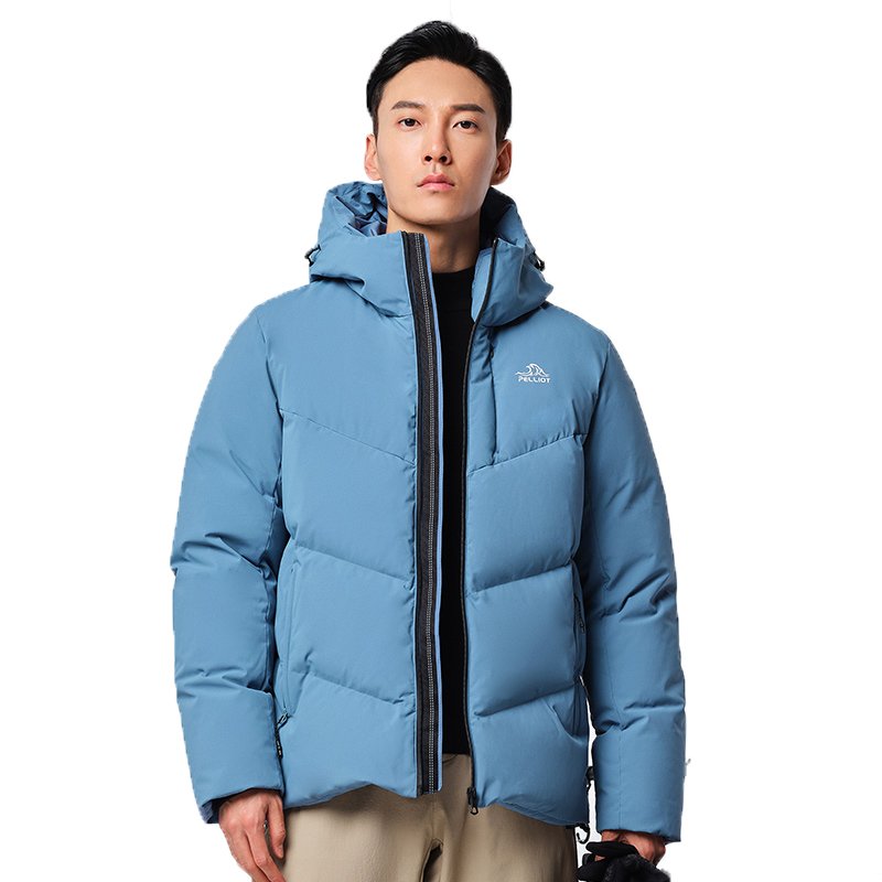 Goose Down Jacket Winter Windproof Gray Goose Down Thick Warm Jacket Grey for Men Casual Polyester Oxford Solid 7 Days Support