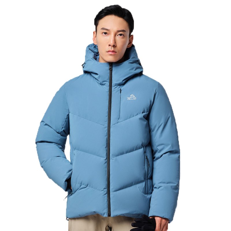 Goose Down Jacket Winter Windproof Gray Goose Down Thick Warm Jacket Grey for Men Casual Polyester Oxford Solid 7 Days Support