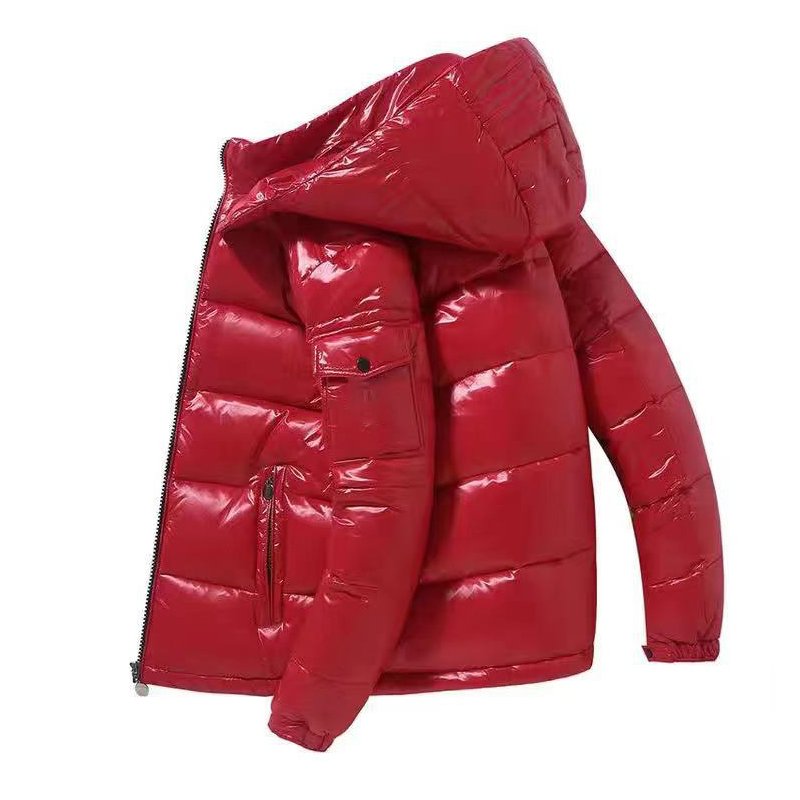 Ready Stock Down Coat Men's Bright Face Trend Hooded Short Thick Winter Bomber Shiny Puffer Men's Jacket