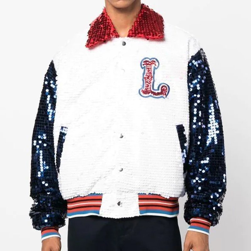 OEM Custom Plus Size Embroidered Patches men's clothing Sequin Jacket Baseball Winter Jacket Men's School Uniform Jackets