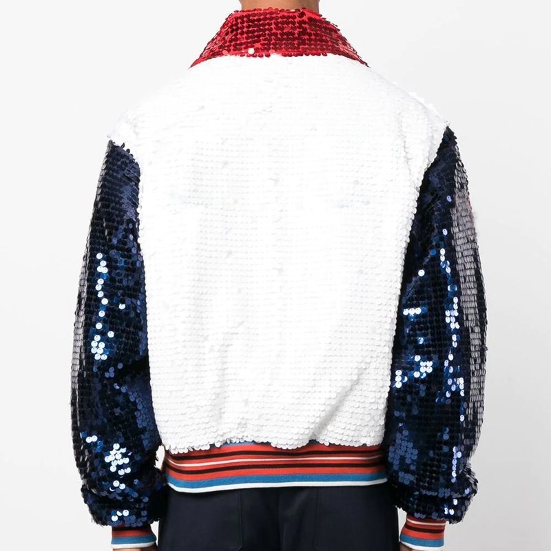 OEM Custom Plus Size Embroidered Patches men's clothing Sequin Jacket Baseball Winter Jacket Men's School Uniform Jackets