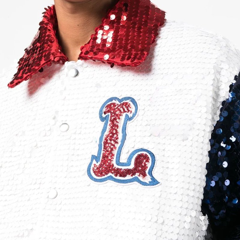 OEM Custom Plus Size Embroidered Patches men's clothing Sequin Jacket Baseball Winter Jacket Men's School Uniform Jackets