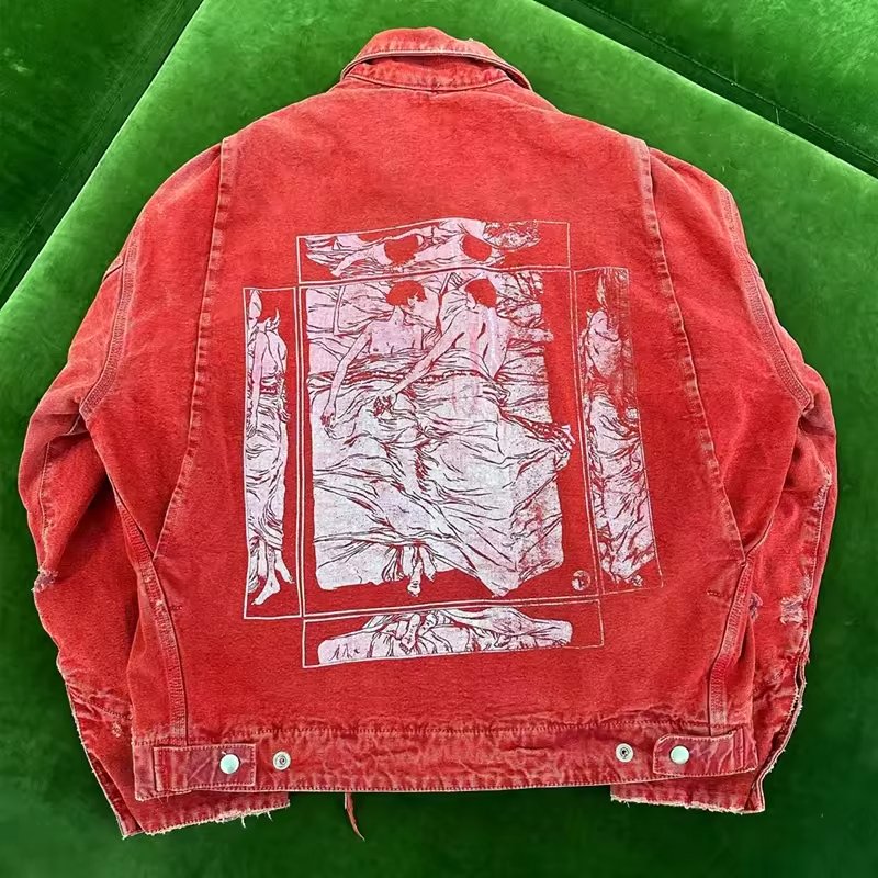 YUJIA OEM oversized wholesale embossed denim jacket suppliers high quality Denim Men Jackets Manufacturer Men'S Top