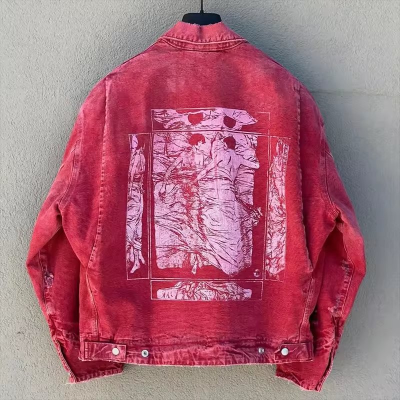 YUJIA OEM oversized wholesale embossed denim jacket suppliers high quality Denim Men Jackets Manufacturer Men'S Top