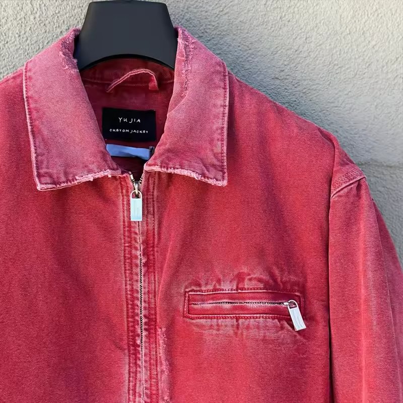 YUJIA OEM oversized wholesale embossed denim jacket suppliers high quality Denim Men Jackets Manufacturer Men'S Top
