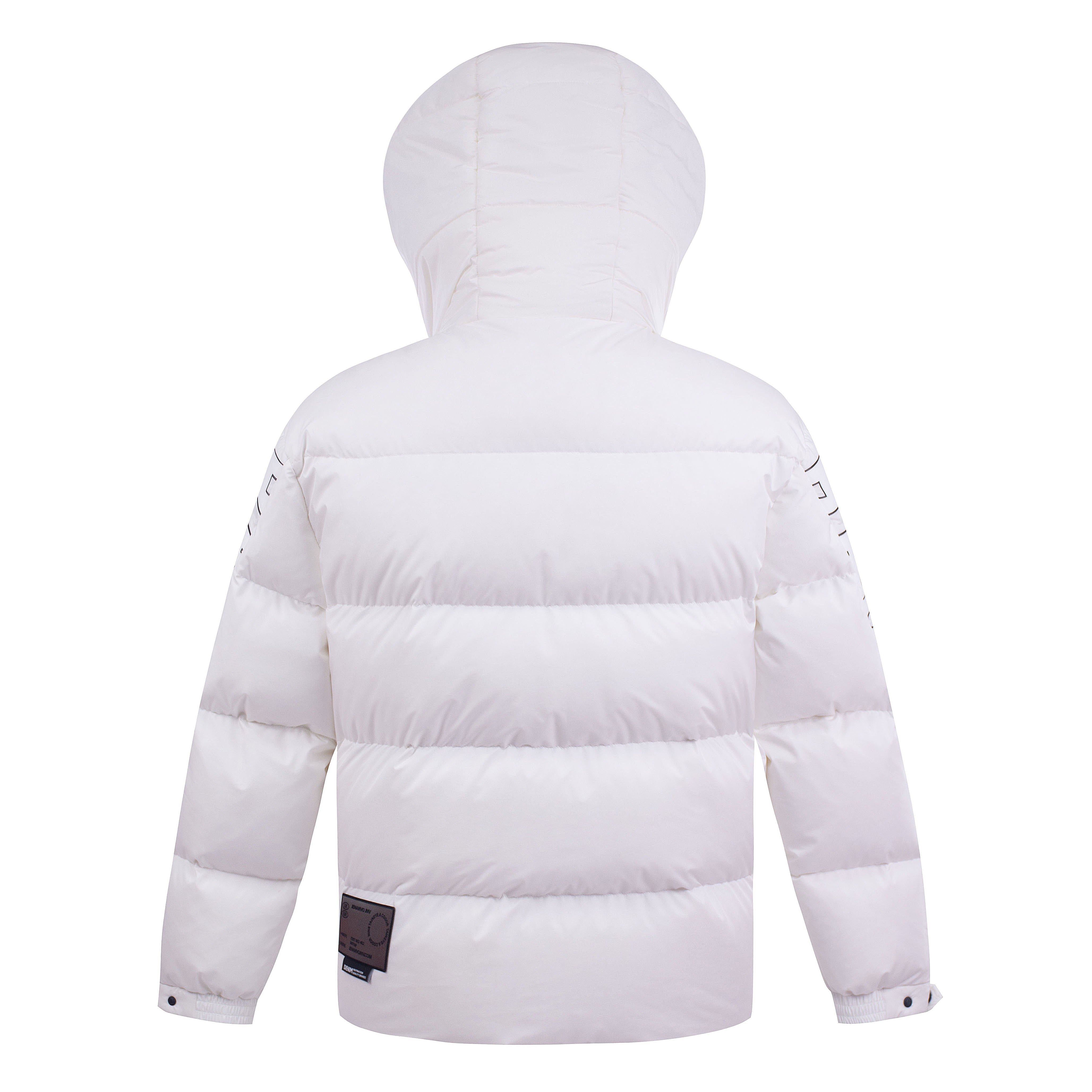 Trendy Men's Winter Puffer Jacket Windproof Stand Collar Hood Solid Colour Custom Zipper Print Canvas Fabric Outdoor Use Logo
