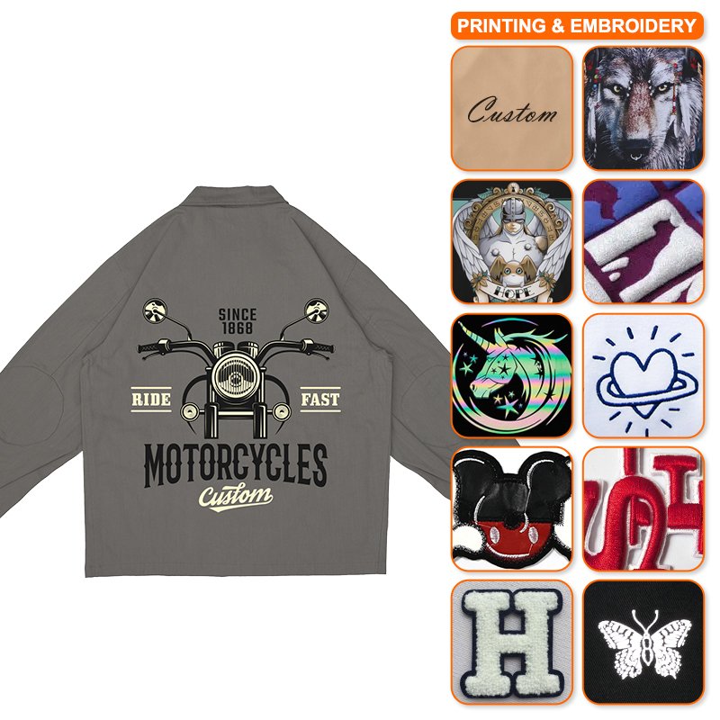 New Wholesale Men's Jackets Workwear Jackets Fashionable Loose Cotton Printed Casual Lapel Jackets