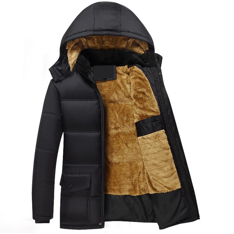 Wholesale Windproof Custom Embroidered Thick Winter Coat Fleece Hood Zipper Cold Weather Cheap Price Puffer Jacket Men
