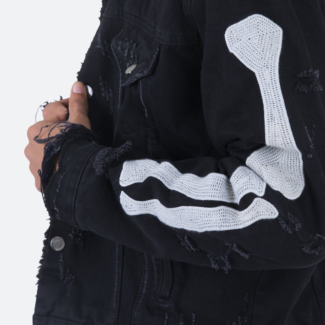 DiZNEW High Quality Black Denim Winter Coats And Jackets Men Bone Embroidered Oversized Men's Coats Fashion Tailored Jacket