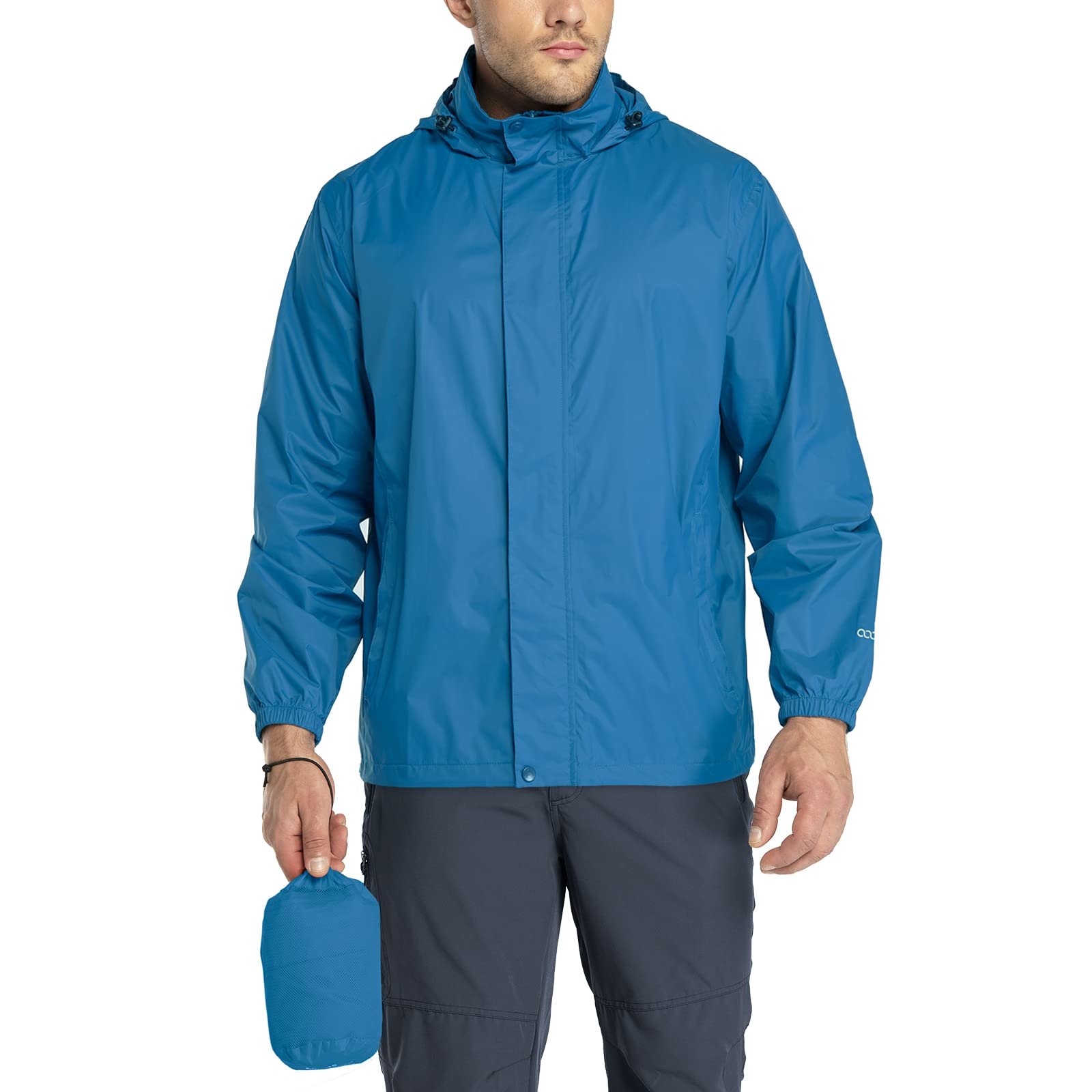 WaterproofJacket Men's Lightweight Waterproof Rain Shell Jacket Raincoat with Hood for Golf Cycling Windbreaker
