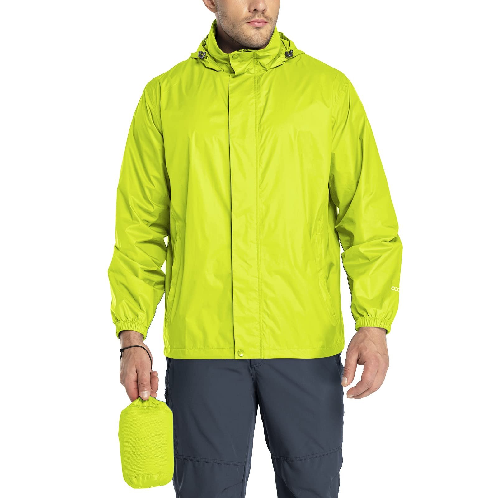 WaterproofJacket Men's Lightweight Waterproof Rain Shell Jacket Raincoat with Hood for Golf Cycling Windbreaker