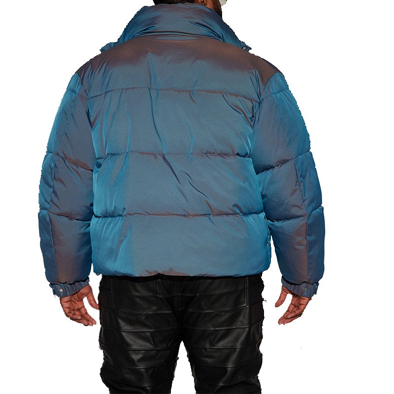 Wholesale Embroidery Logo Padded Jackets Shiny Fabric Zipper Fly Goose Down Puffer Jackets For Men