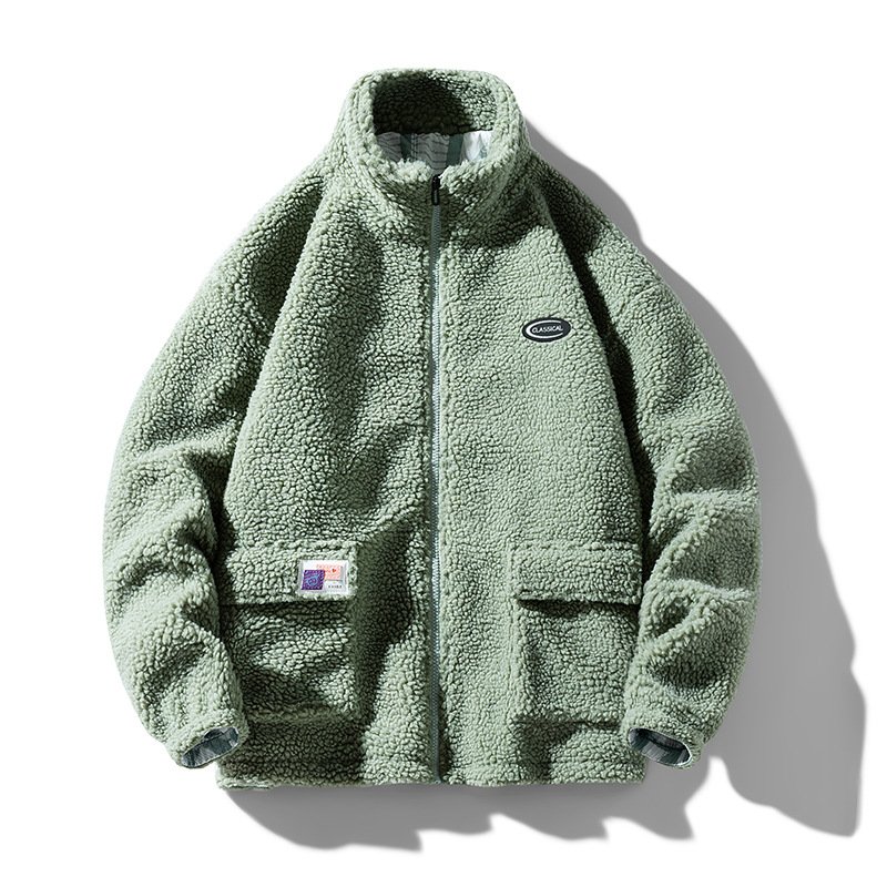 OEM Custom Design Winter Warm Shaggy Wool Lamb Custom Logo Mens Sherpa Zip Up Fleece Jacket