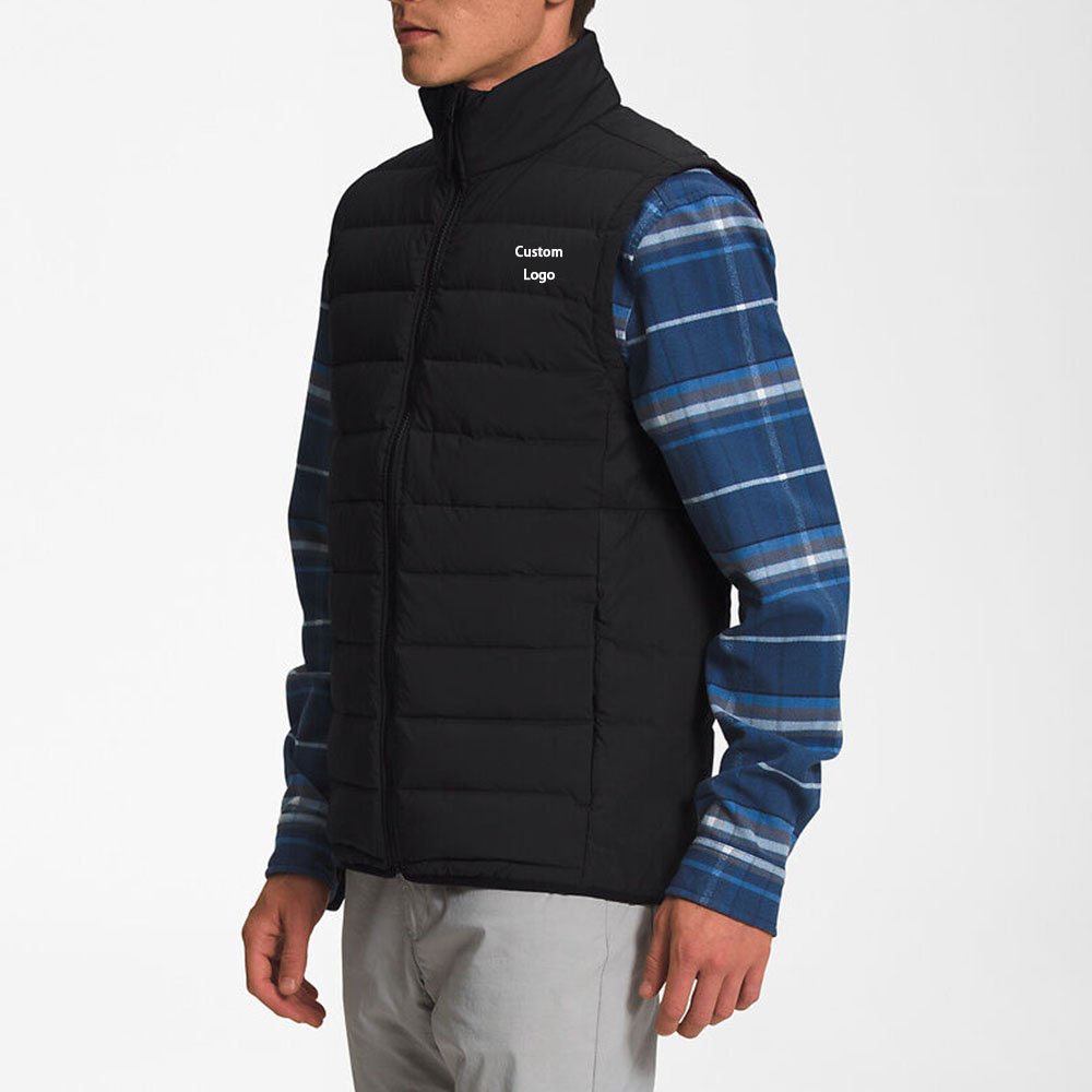 Custom Graphic Polyester Waterproof Unisex Duck Down Jacket Waistcoat Sleeveless Cotton Down Bubble Winter Puffer Vest