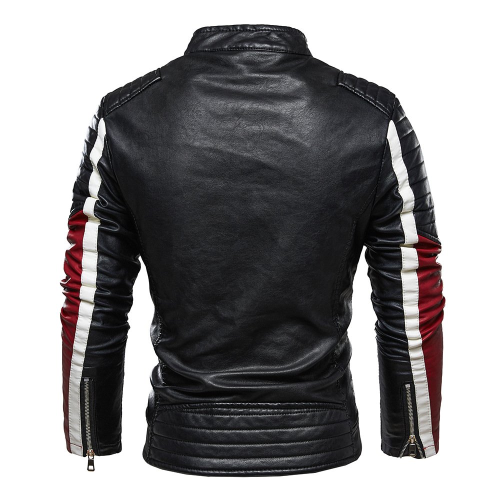 Autumn Winter Men's Leather Clothes New European American Styled Motorcycle Jackets with Zipper Closure Colored PU Leather Men