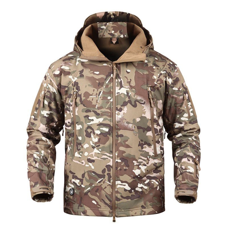 High quality waterproof men's coat Shark skin soft shell camouflage jacket cold warm