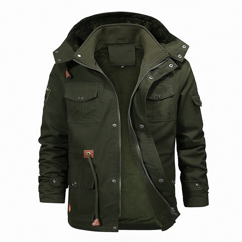 5XL Wholesale Plus Size Men's Jackets Fleece Winter Jacket Men Casual Thick Outwear Hooded Coat for Men