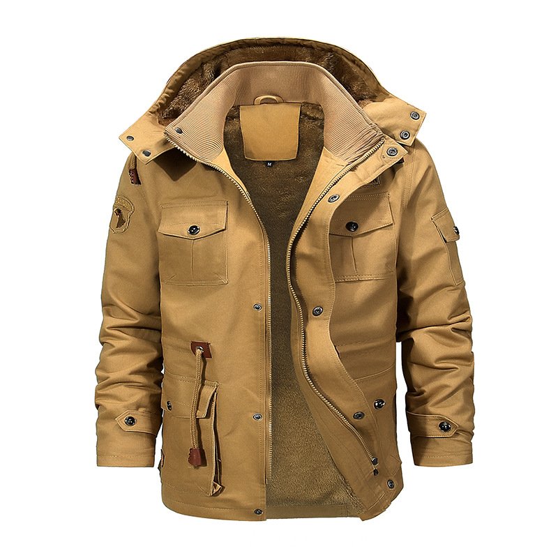 5XL Wholesale Plus Size Men's Jackets Fleece Winter Jacket Men Casual Thick Outwear Hooded Coat for Men