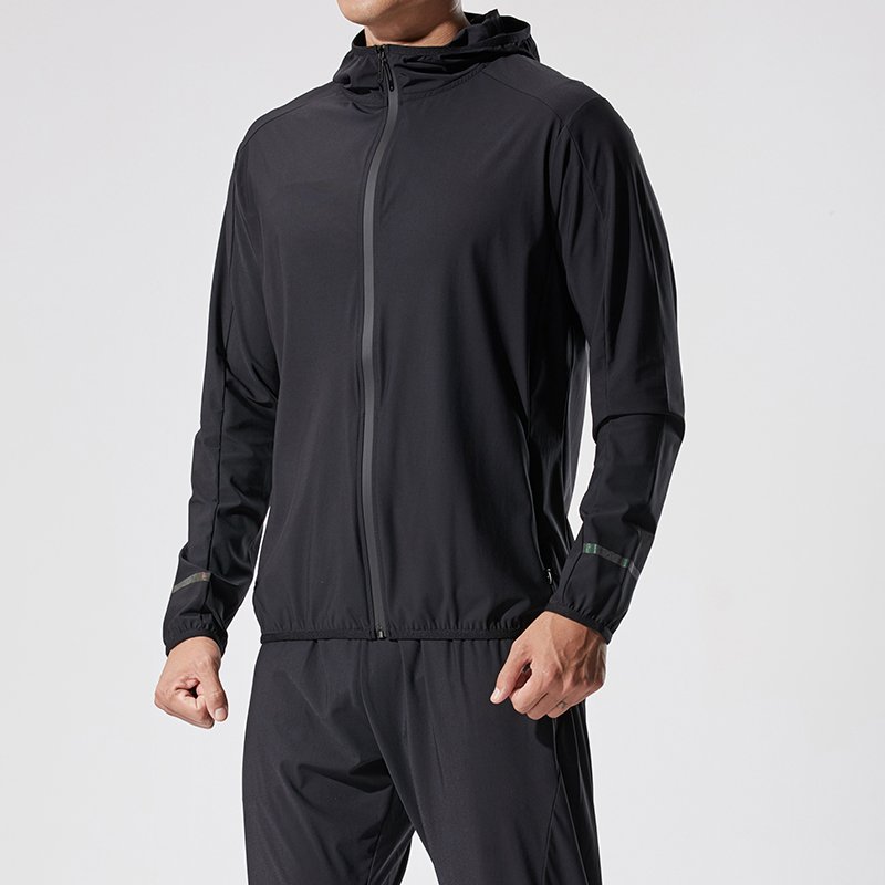 Summer Light Jacket Full Zip Sun Protection Hoodie Long Sleeve Sun Shirts for Men Hiking Fishing Zip Pockets