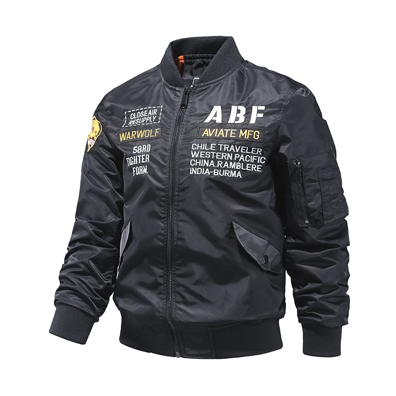 Wholesale Heavy work boys embroidery MA1 Bomber Jacket for men Plus Size Baseball men's varsity motorcycle windbreaker jacket