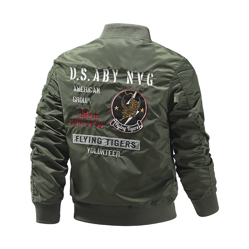 Wholesale Heavy work boys embroidery MA1 Bomber Jacket for men Plus Size Baseball men's varsity motorcycle windbreaker jacket