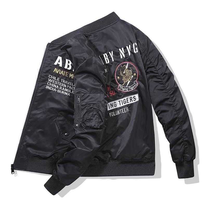 Wholesale Heavy work boys embroidery MA1 Bomber Jacket for men Plus Size Baseball men's varsity motorcycle windbreaker jacket