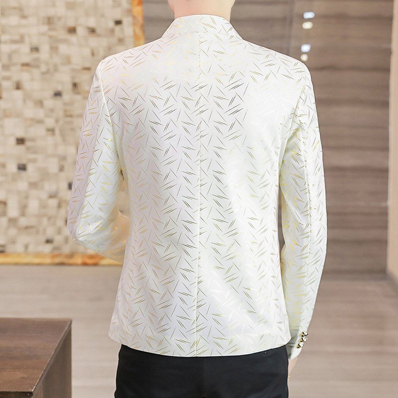New men's stand collar small suit casual fashion personality spirit guy slim thin coat spring and autumn models