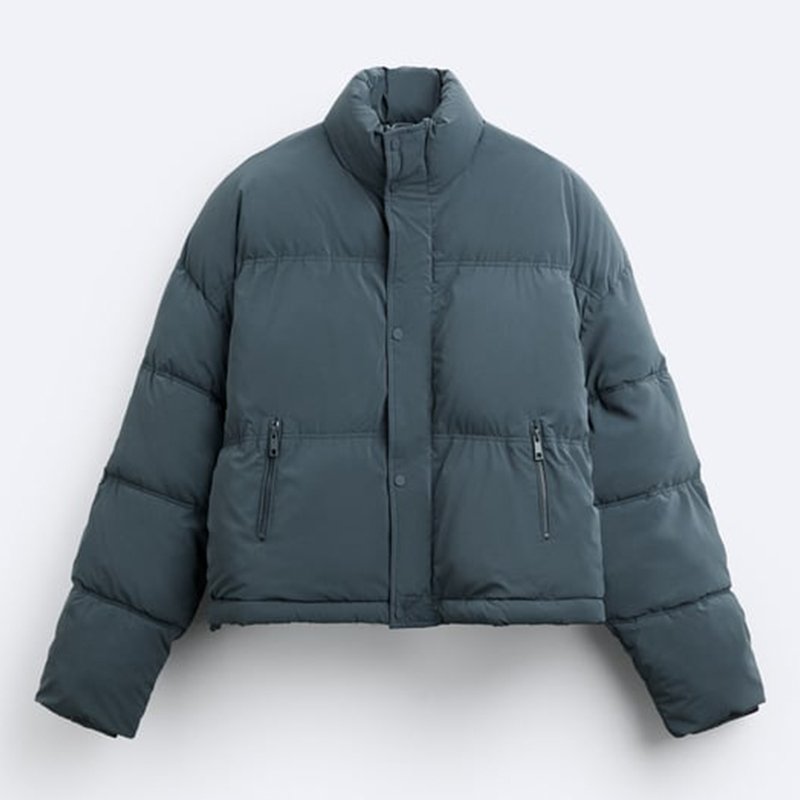 Winter Cotton-Padded Puff Jacket Waterproof Windproof Zipper Work Men Casual Bubble Custom Logo Crop Quilted Jacket