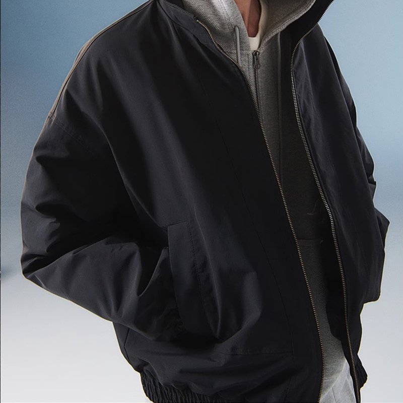 Mens fashion Womens Jacket 2024 New Style Autumn Loose Soft Stand Neck Long Sleeves Black Pocket Zip Warm Coat