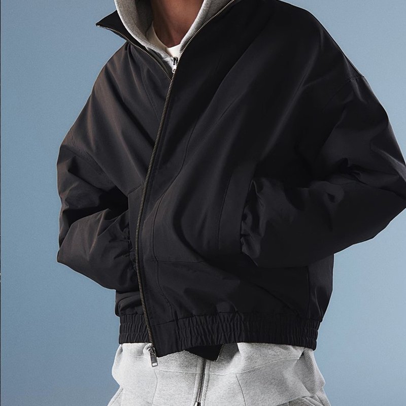 Mens fashion Womens Jacket 2024 New Style Autumn Loose Soft Stand Neck Long Sleeves Black Pocket Zip Warm Coat