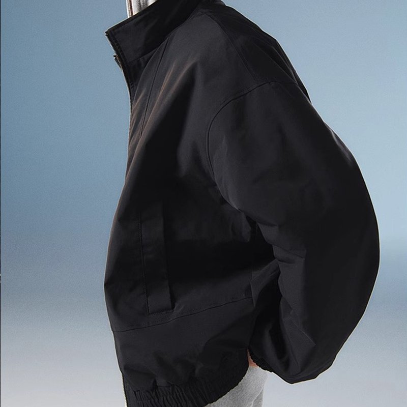 Mens fashion Womens Jacket 2024 New Style Autumn Loose Soft Stand Neck Long Sleeves Black Pocket Zip Warm Coat