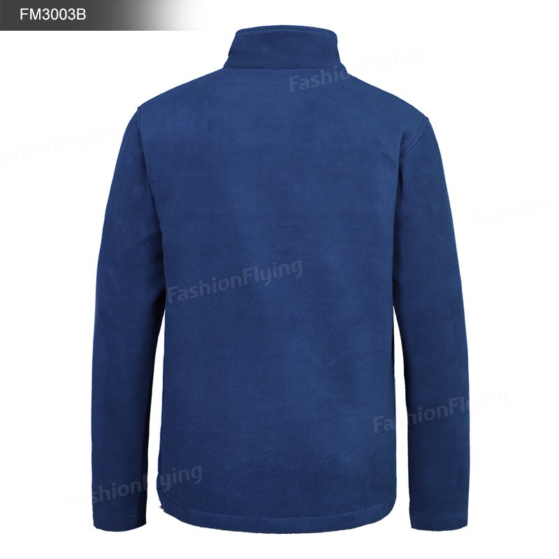 High Quality Custom Polar Fleece Men's Jacket Stand Collar Zipper Closure Windproof Knitted Polyester Fabric Pocket Pattern