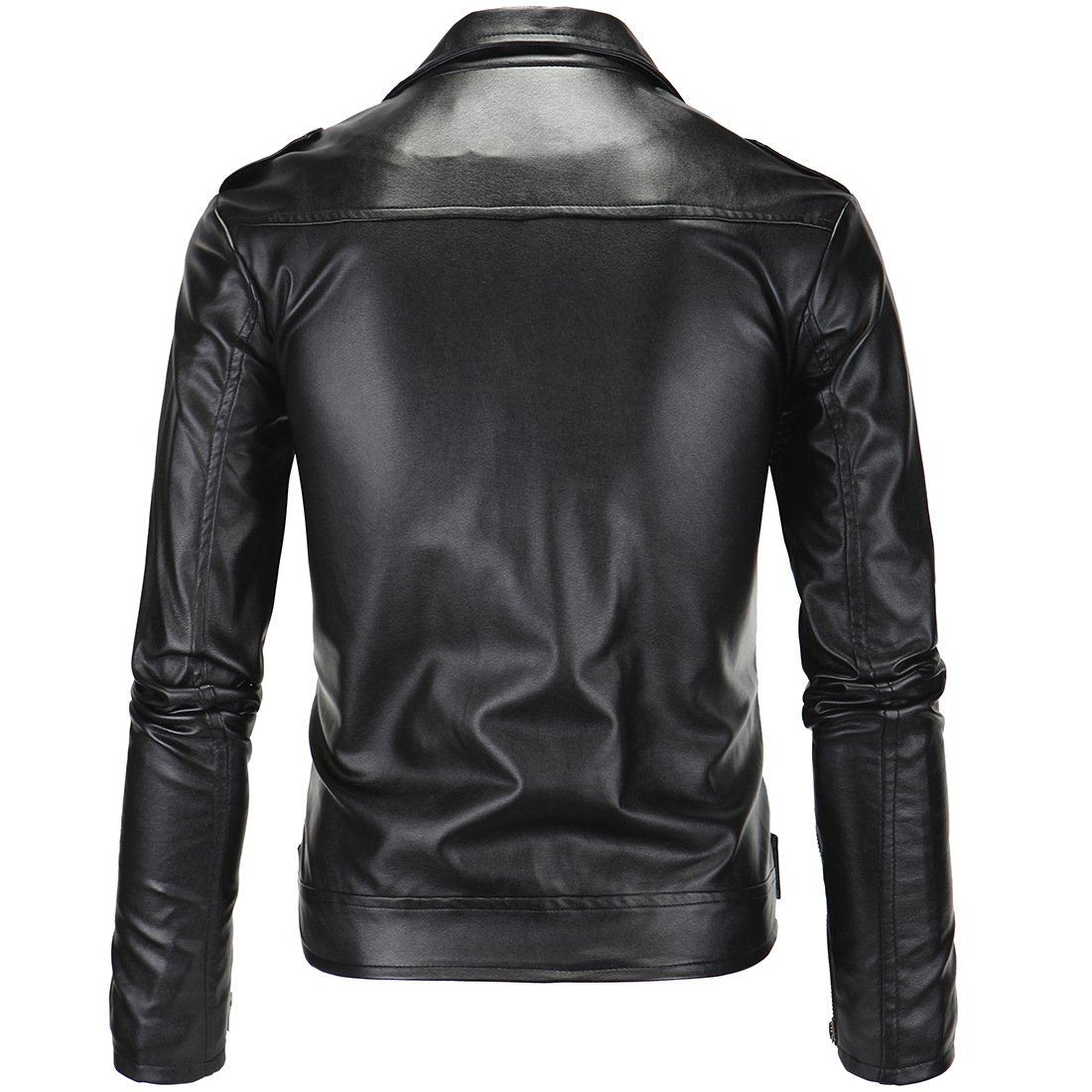 2021 Fashion black motorcycle biker pu leather jacket black men's jackets leather