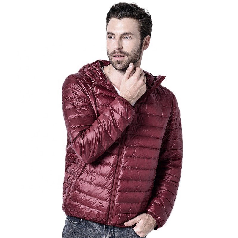 Customized High Quality Wholesale Custom Logo Lightweight Hooded Jackets Essentials Down Blend Quilted Coats With Hood for Men