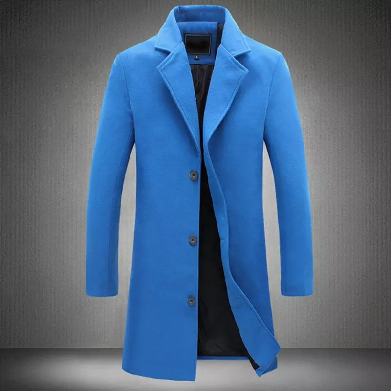 Office Men's Clothing Single Breasted Decorative Men's Jacket Polyester Keep Warm Male Overcoat Winter Men Coat