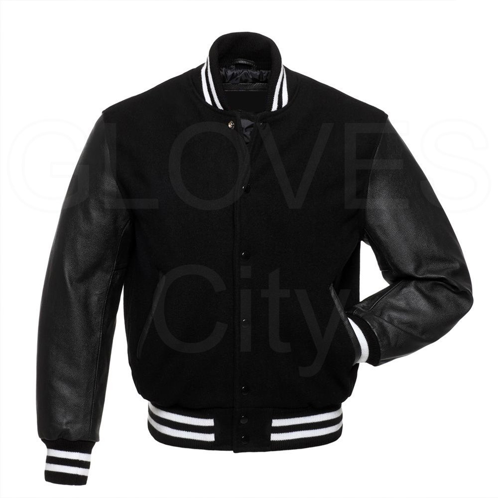 Varsity Jacket Custom Logo Color Black Casual Jacket Mens High Street Style Baseball style varsity Jacket