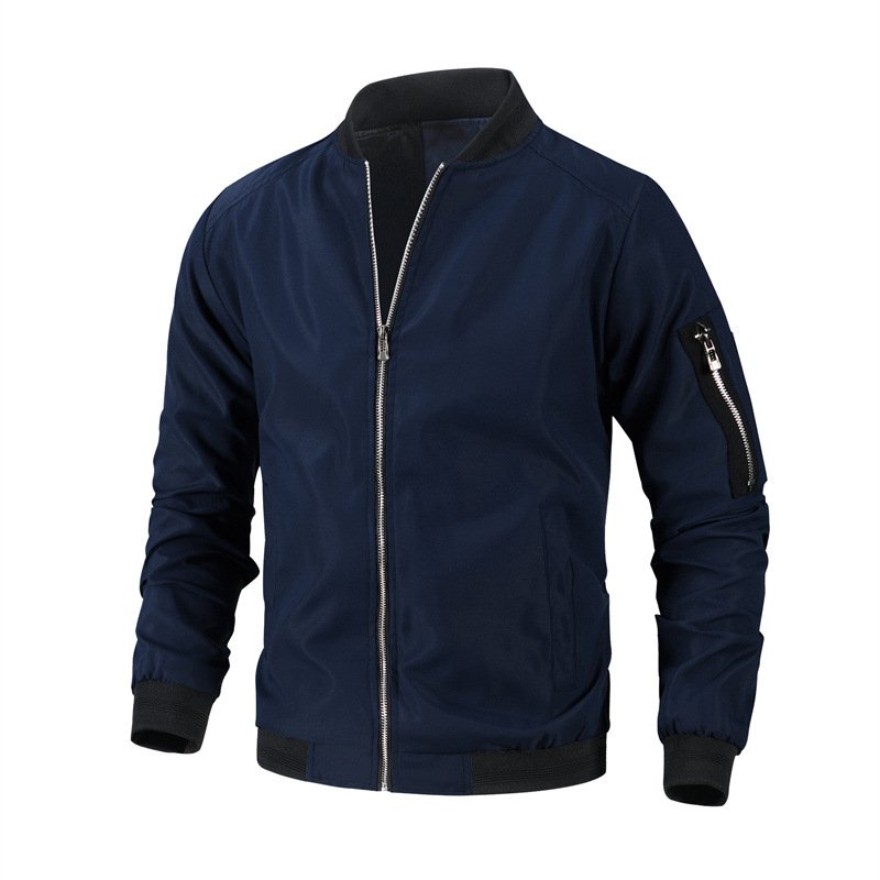 Autumn Winter Plus Size Jacket Coat for Men Windproof Long Sleeve Casual Jacket Coat Solid Color Bomber Jacket