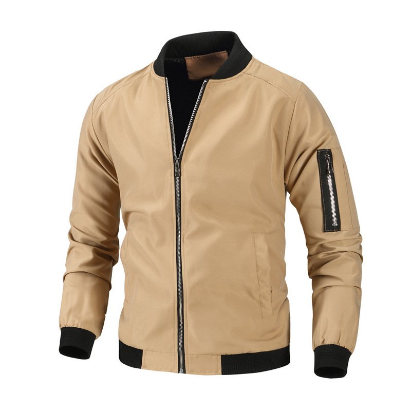 Autumn Winter Plus Size Jacket Coat for Men Windproof Long Sleeve Casual Jacket Coat Solid Color Bomber Jacket