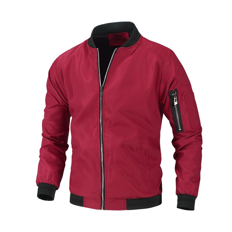 Autumn Winter Plus Size Jacket Coat for Men Windproof Long Sleeve Casual Jacket Coat Solid Color Bomber Jacket