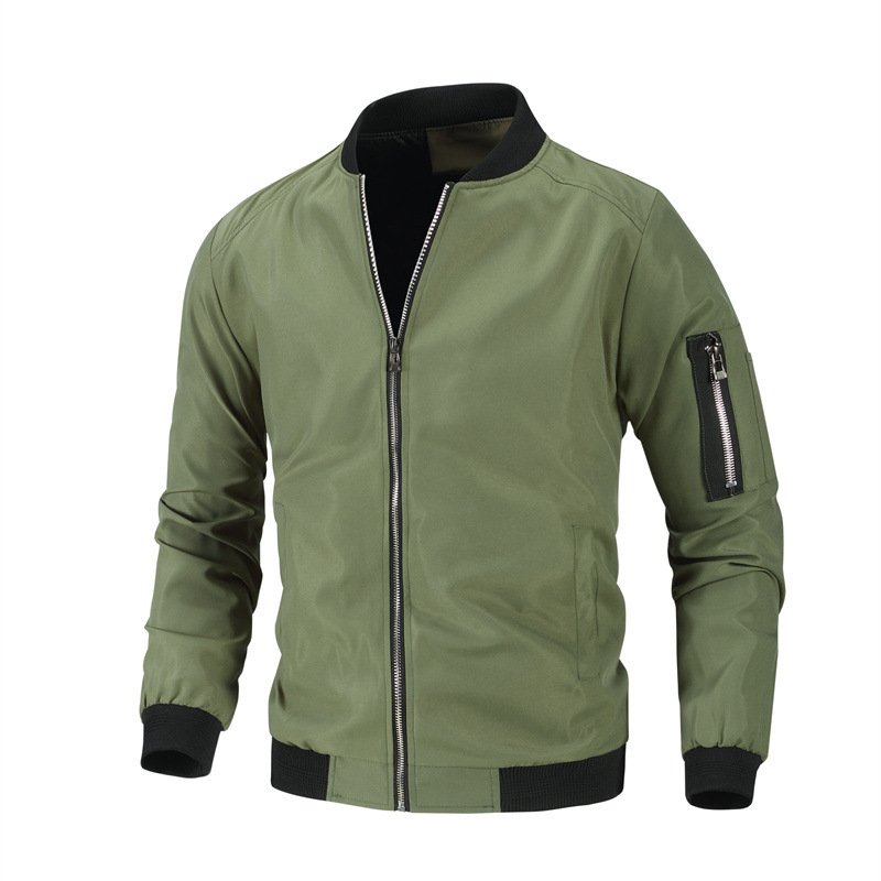 Autumn Winter Plus Size Jacket Coat for Men Windproof Long Sleeve Casual Jacket Coat Solid Color Bomber Jacket